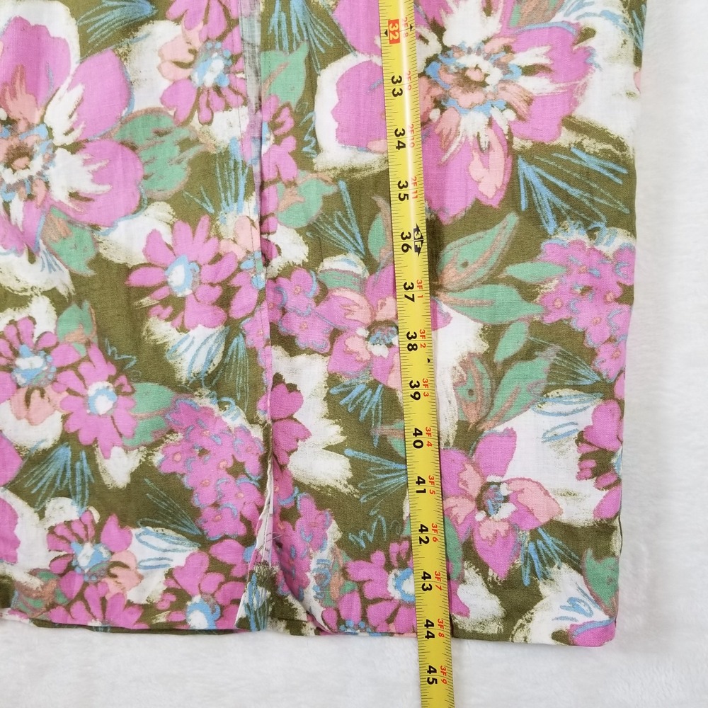 Zara Midi Dress Women Small Pink Floral Linen Blend Halter Button Front Boho - Picture 9 of 10